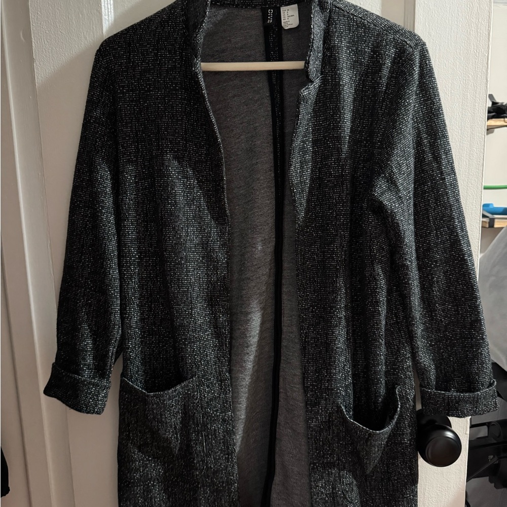 H&M Black and Gray Knit Cardigan